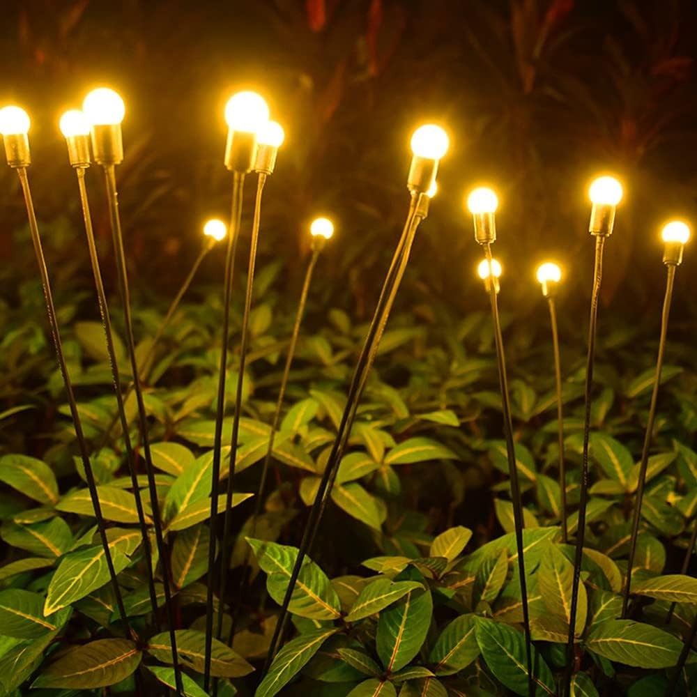 (2er Set) 68cm 8 LED's Solar Glühwürmchen Garten Deko Beleuchtung Outdoor Lampe (IP65) - Warmweiss