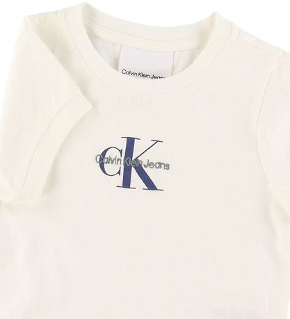 Calvin Klein T-shirt - Slim Fit - Greige/Navy