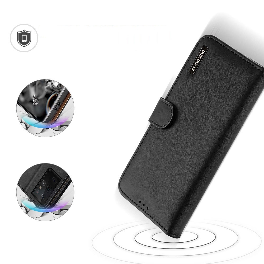 Samsung Galaxy S21 5G Flip Wallet Cover Echtleder Tasche (RFID Schutz) - Schwarz