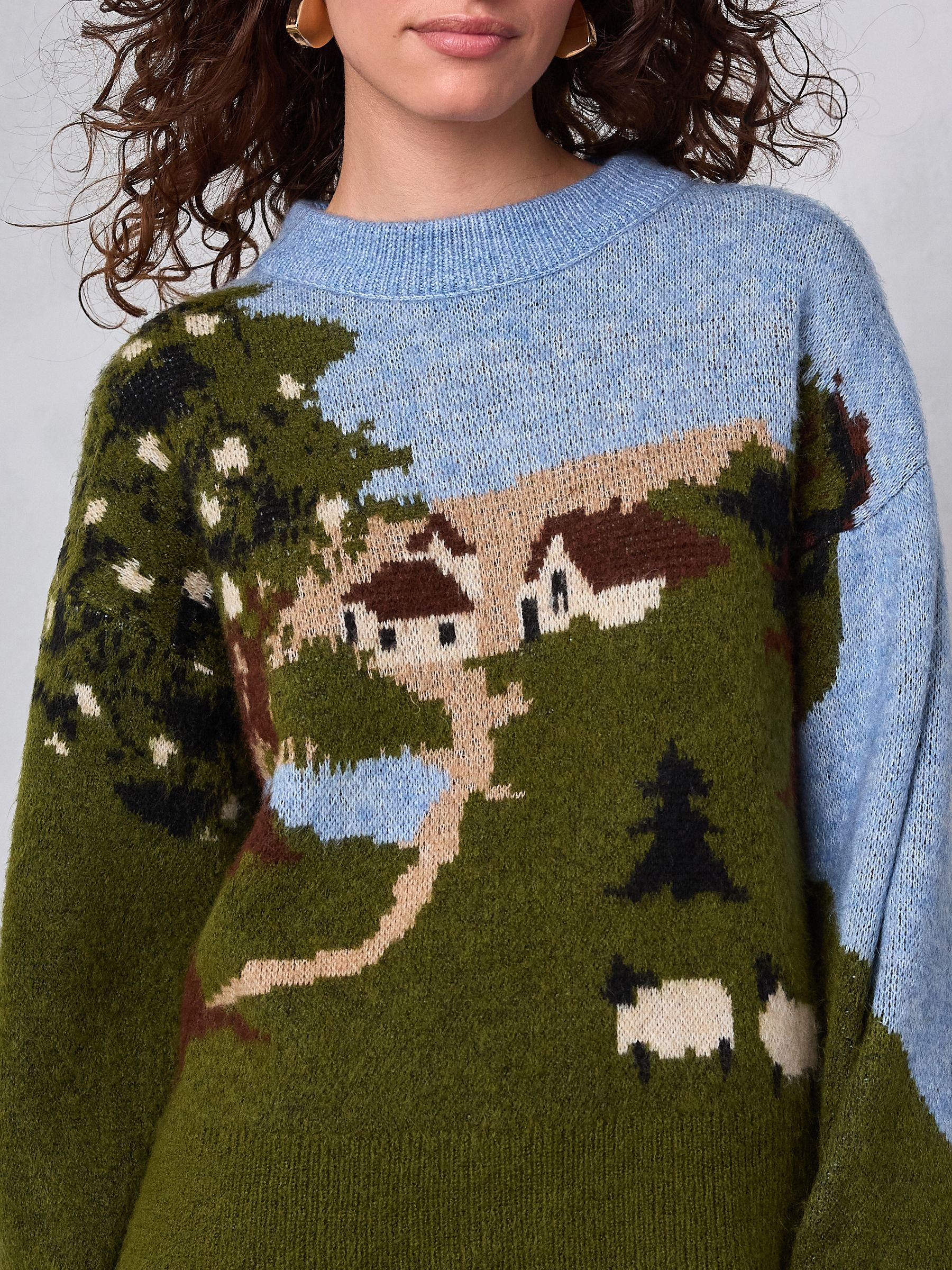 Groen - Landscape Scene Crew Neck Jumper