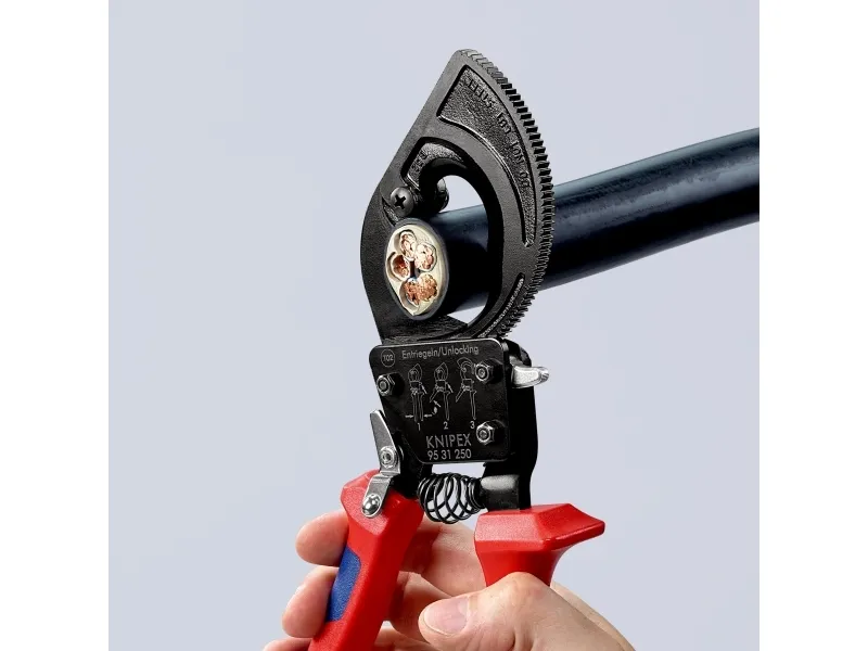 Knipex 95 31 250, Håndkabelskærer, Blå, Rød, Stål, Sort, Blå, Rød, 3,2 cm, REACH