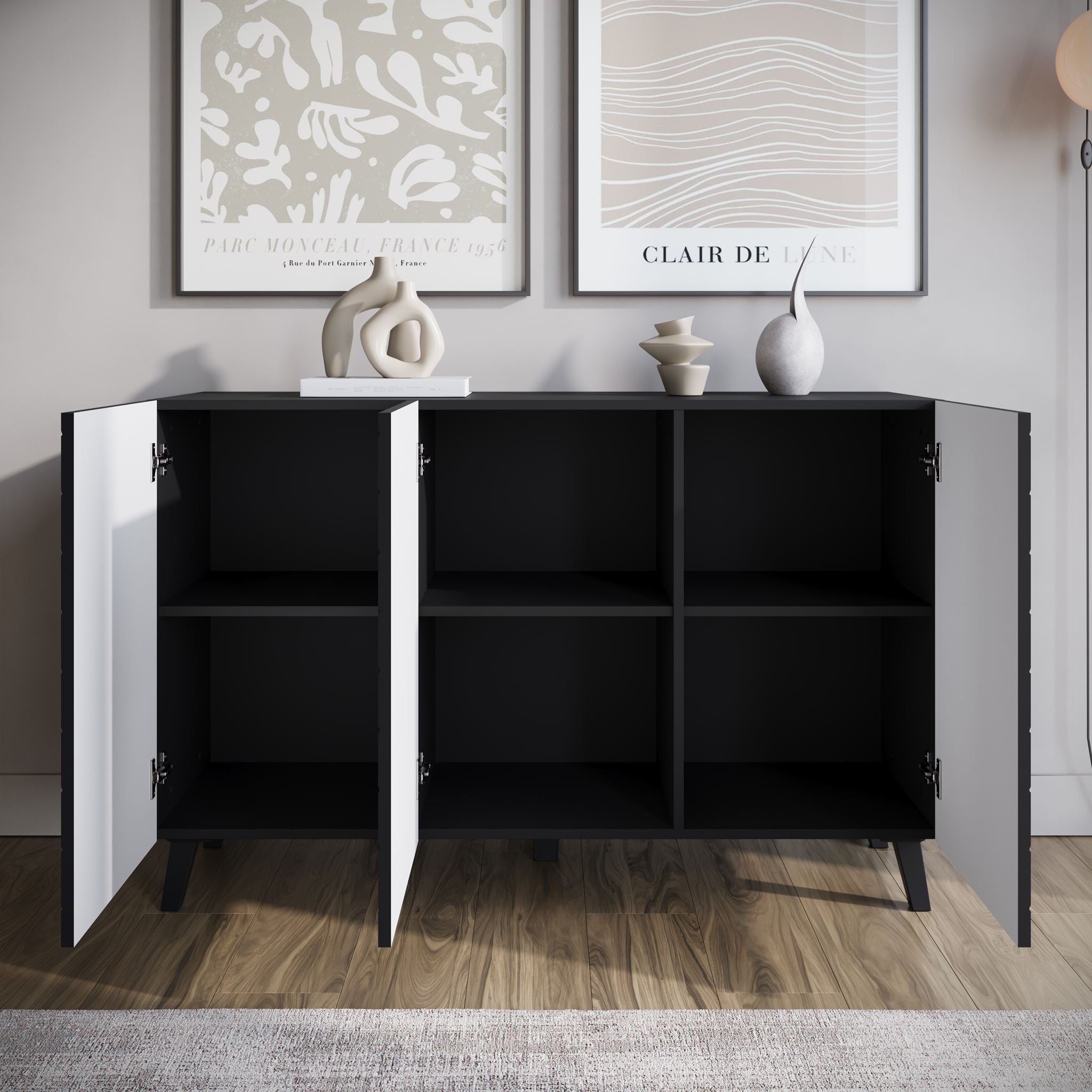Meubella - Dressoir Pulse 3 - Zwart - 120 cm