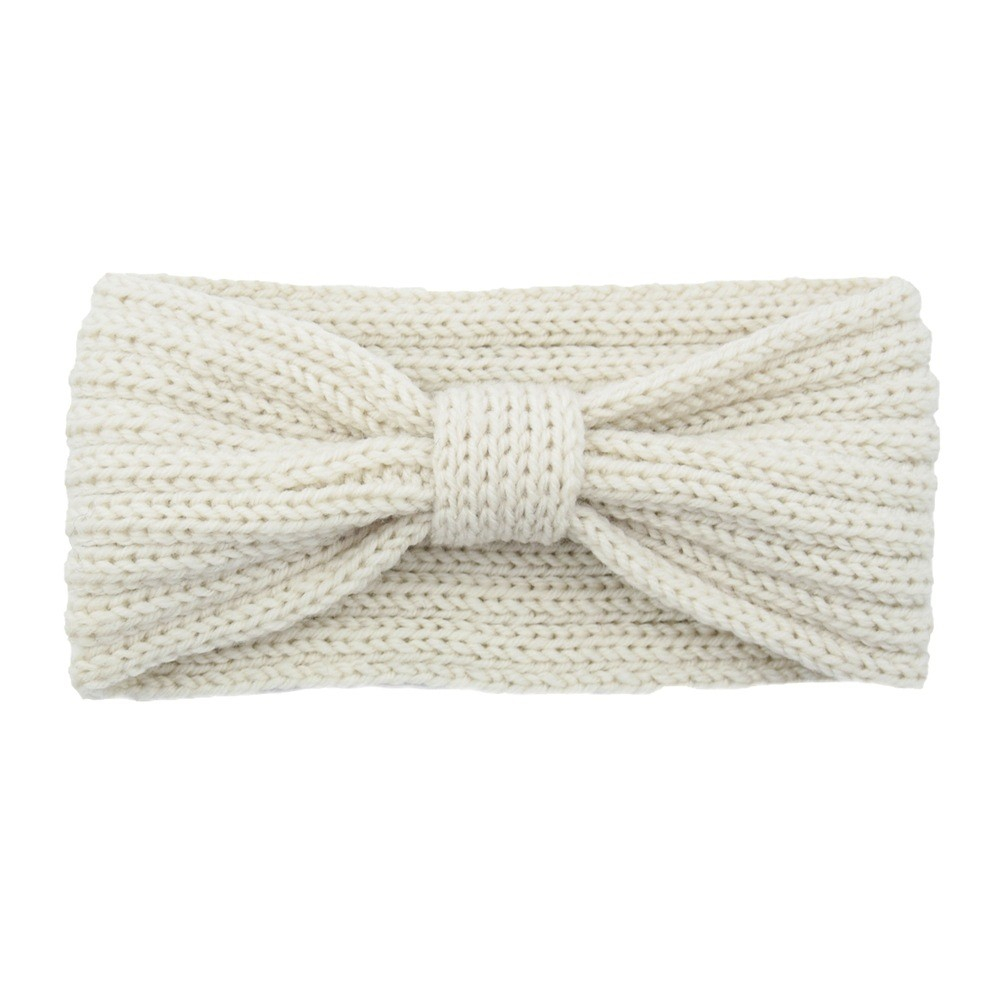 Damen Stirnband Strick Accessoire Bandana mit Knoten (One Size) - Beige