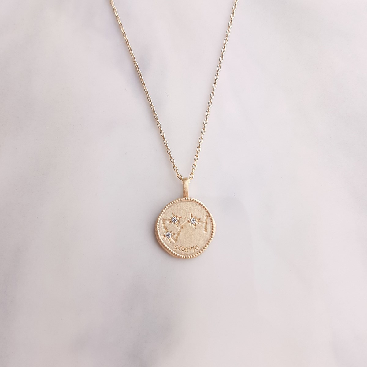 Collier Plaqué Or Signe Astrologique Zodiaque Pendentif Constellation Scorpion