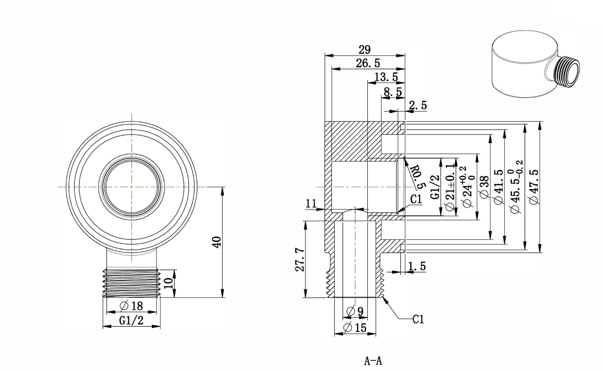Best Design Ore muuraansluiting RVS