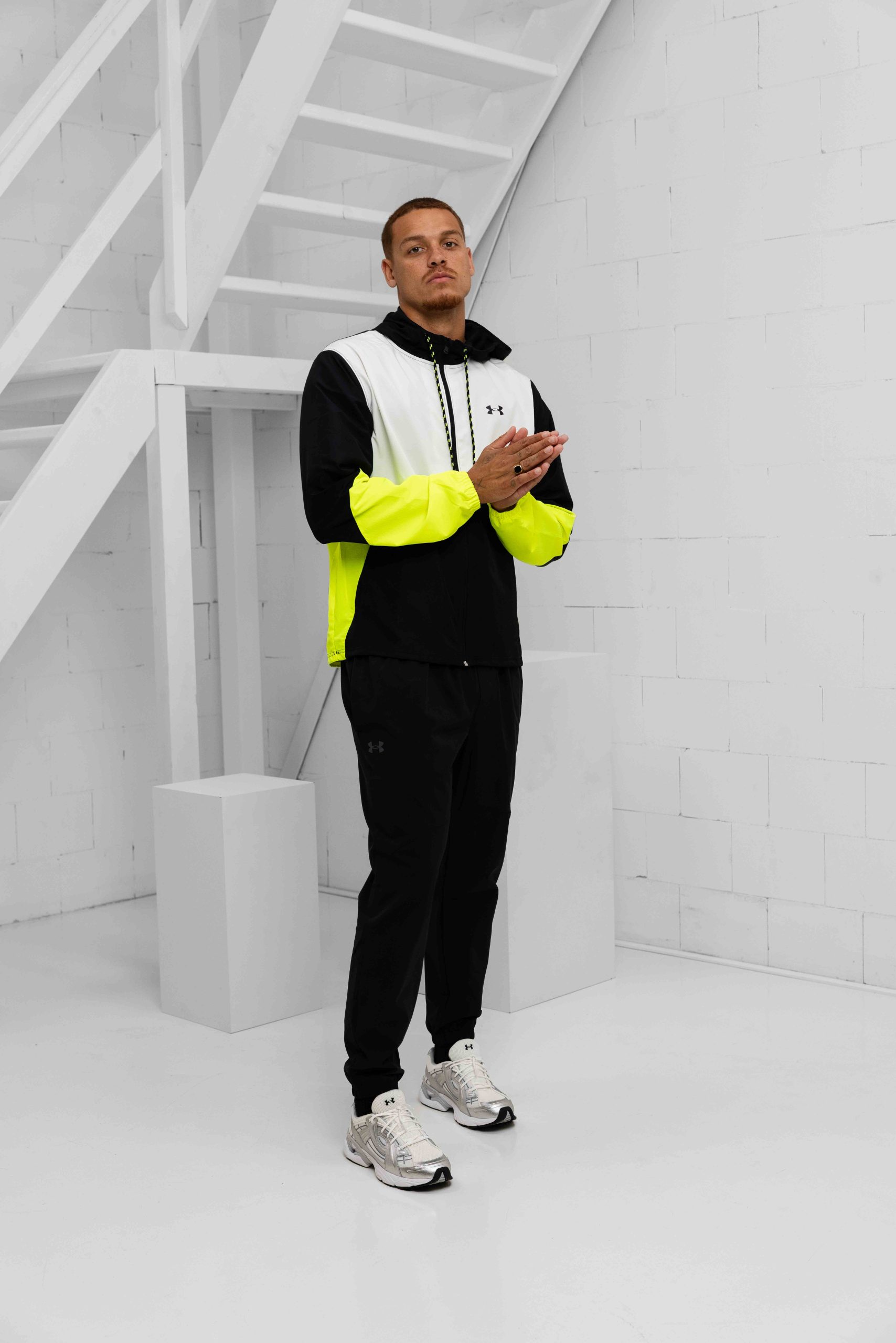 Under Armour Icon Hooded Trainingspak Heren Zwart/Wit/Geel