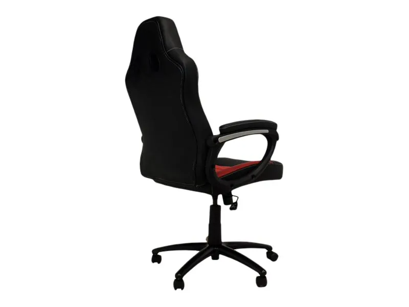 LC Power - Stol - armstøtter - vippe - drejeled - plastik, metal, skum, PU-behandlet læder - sort, rød