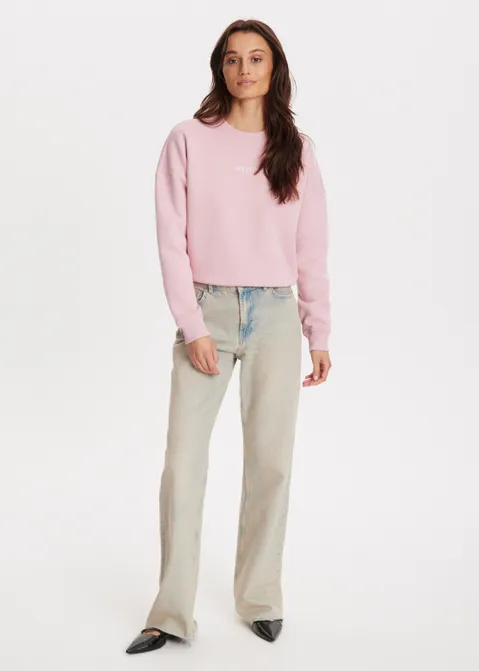 Sweater met merk print roze (ROS.L)