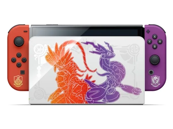 Nintendo | Switch OLED - Pokémon Scarlet & Violet Edition - Spilkonsol - Full HD - 64GB - Hvid / Sort | Inkl. 2 x Joy-Con (Rød/Lilla)