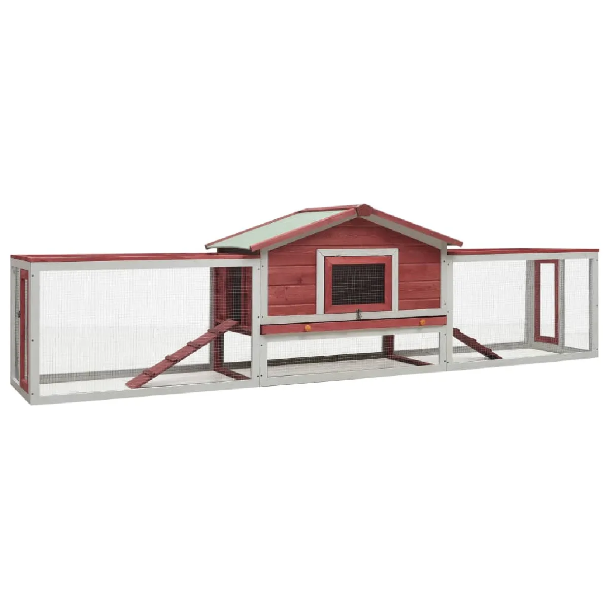 vidaXL Clapier Rouge 310x70x87 cm Bois Massif
