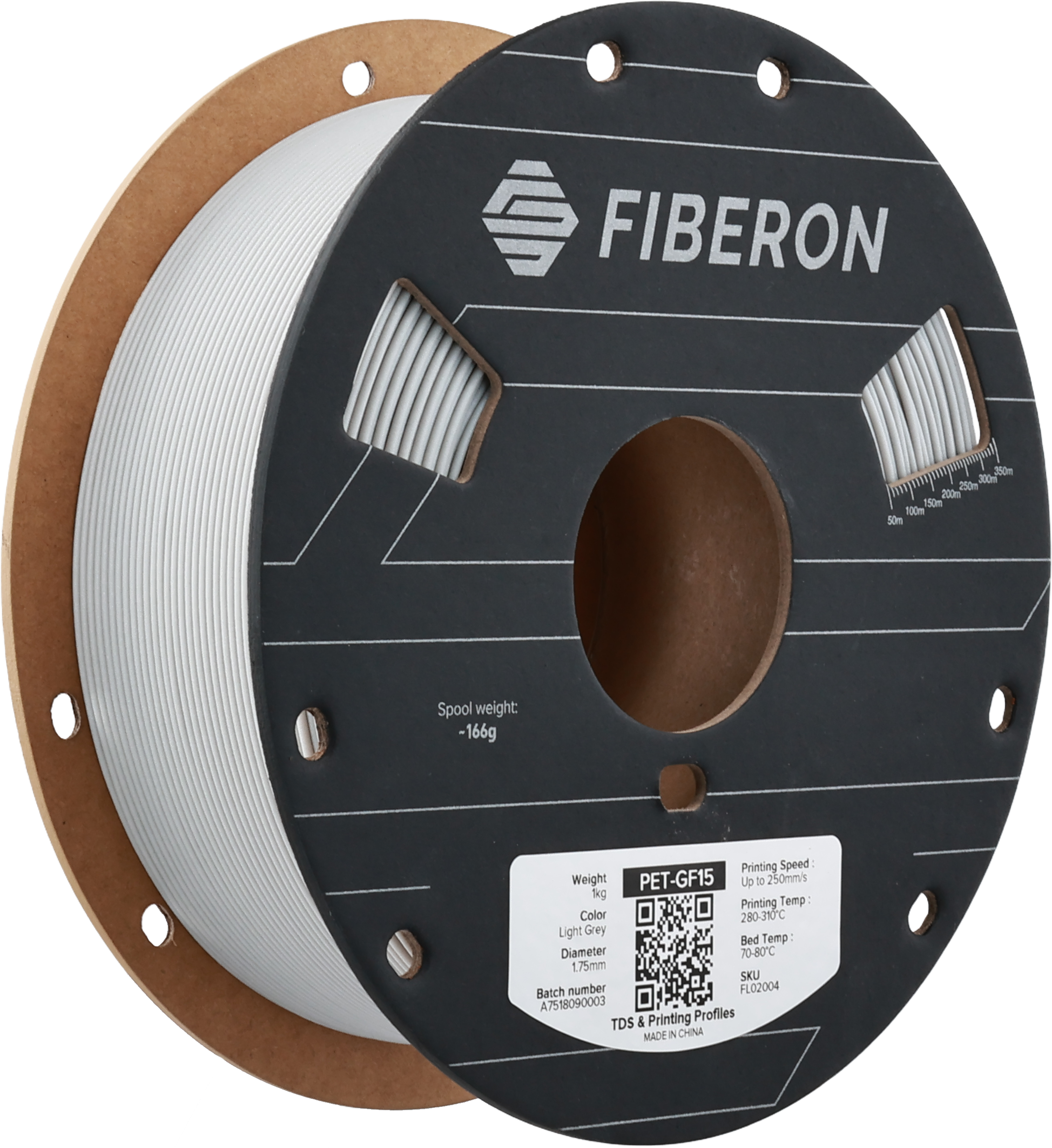 Polymaker  Fiberon™ PET-GF15 Light Grey, 1,75 mm / 1000 g    Glasfaserverstärktes PET in Light Grey
