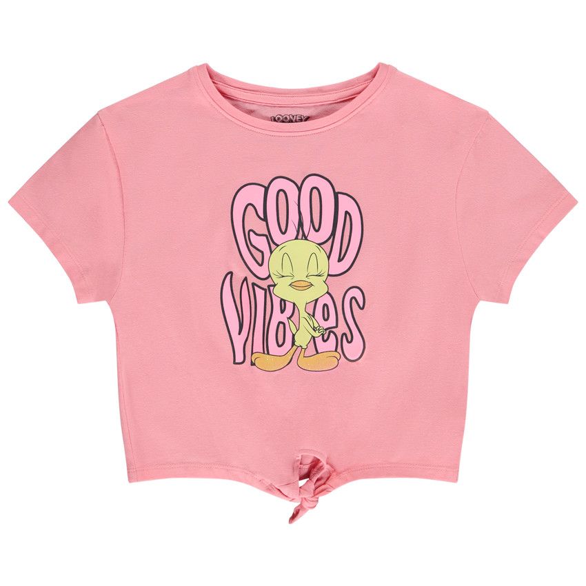 T-shirt manches courtes à nouer print Titi Warner pour fille - Multicolore