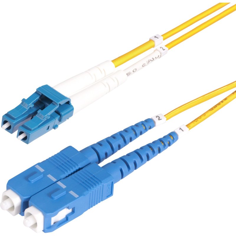 StarTech.com Câble Fibre Optique de 1m Duplex Monomode LC vers SC(UPC) OS2, 9/125µm, 100G, Cordon Fibre Optique, Insensible à la Courbure, Faible Perte d'Insertion, Cordon Patch Fibre LSZH