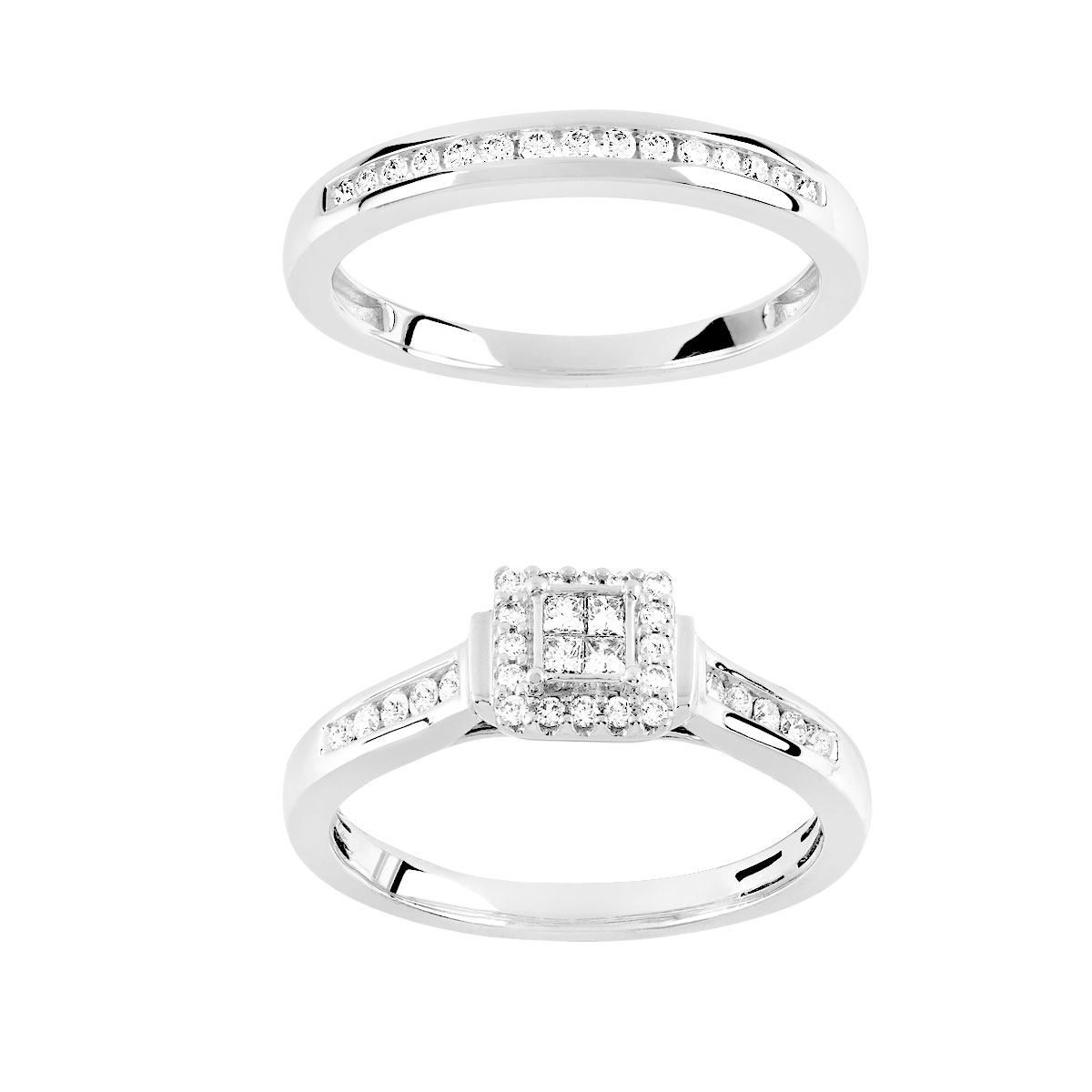 Bague et alliance 1/2 tours 2 ors 750 diamant