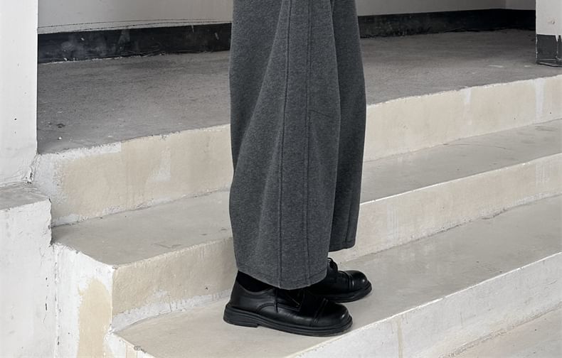 SIMPLE BLACK - Hoge taille effen wijde broek