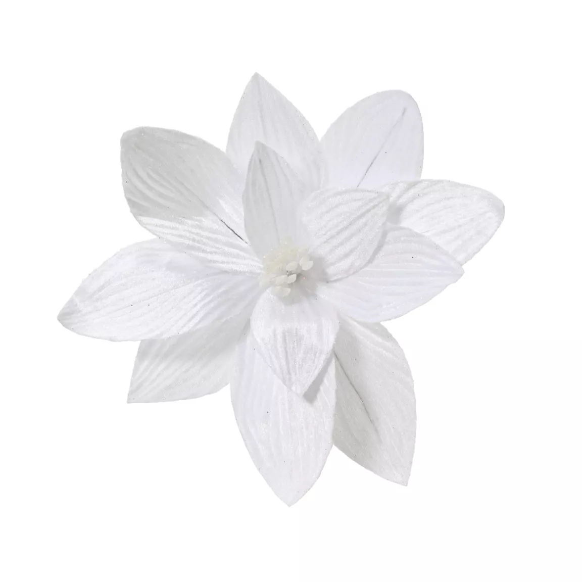 Grande Poinsettia de Noël sur clip (D30 cm) Velours Blanc