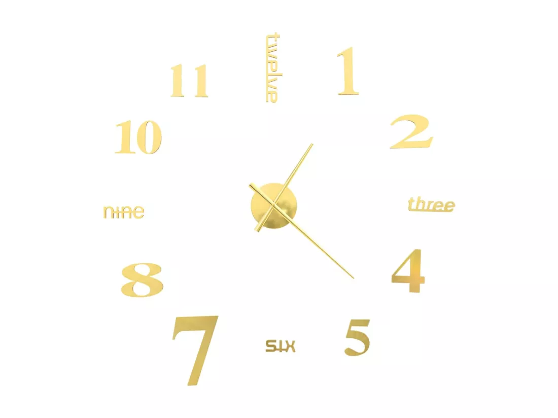 Horloge murale 3D Design moderne 100 cm XXL Doré
