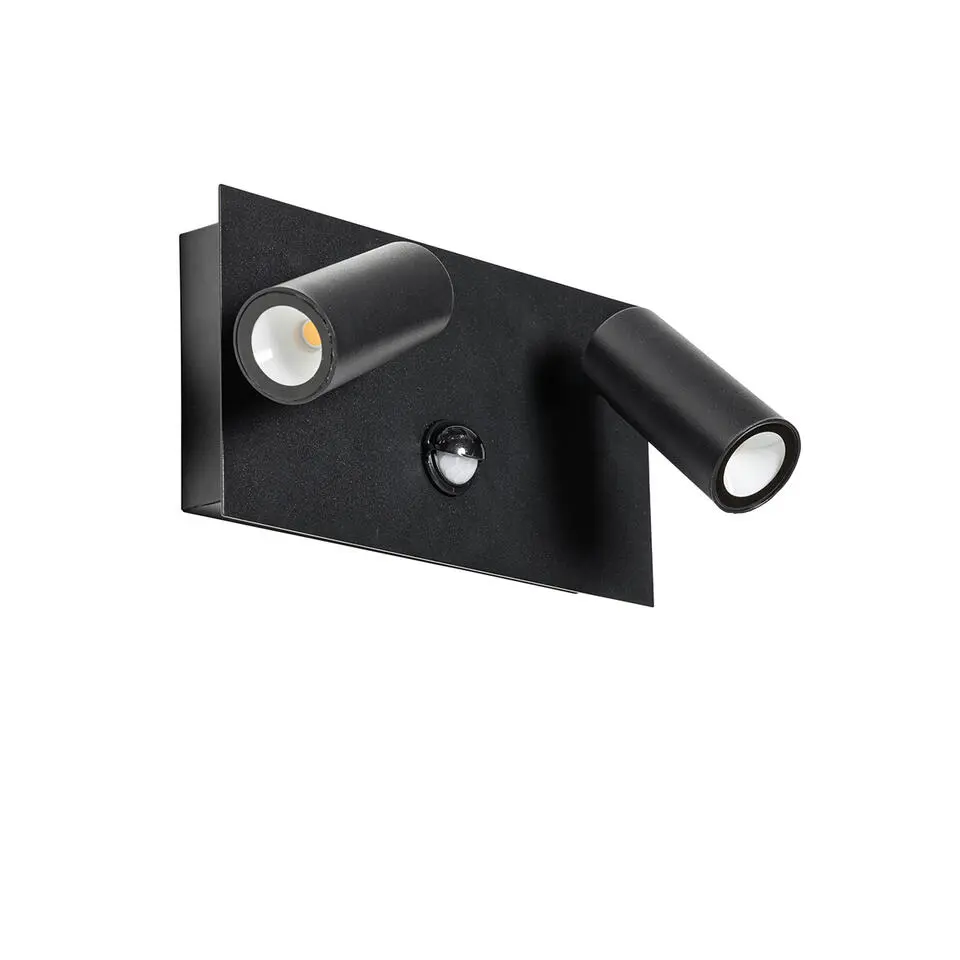 Qazqa buitenlampen met sensor simon zwart geïntegreerde led