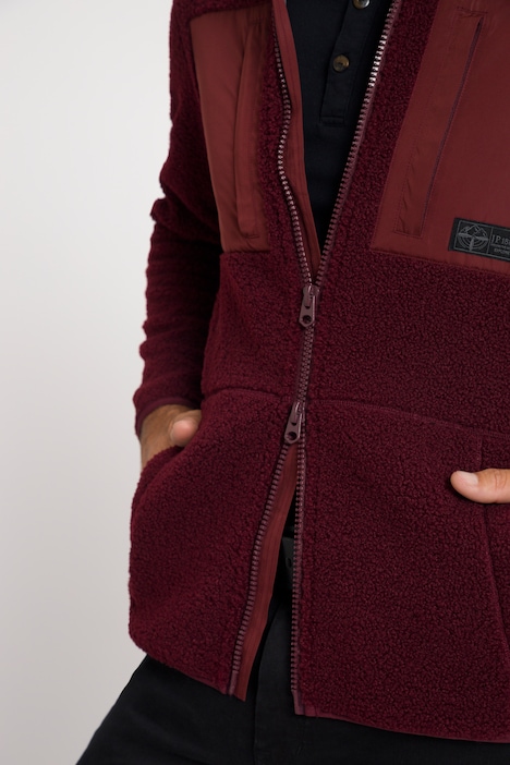 Teddyjacke, Outdoor, Nylon-Einsätze, Stehkragen, elastische Abschlüsse