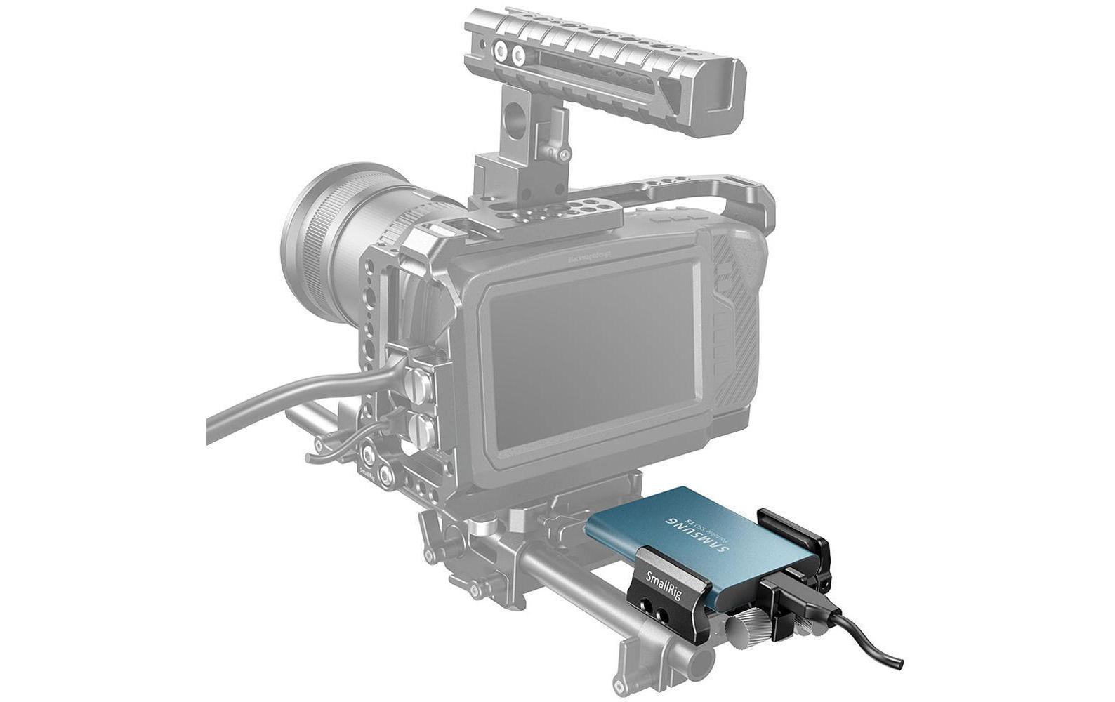 Universal Holder for External SSDZur Montage einer SSD-Festplatte und abnehmbarem Cold Shoe