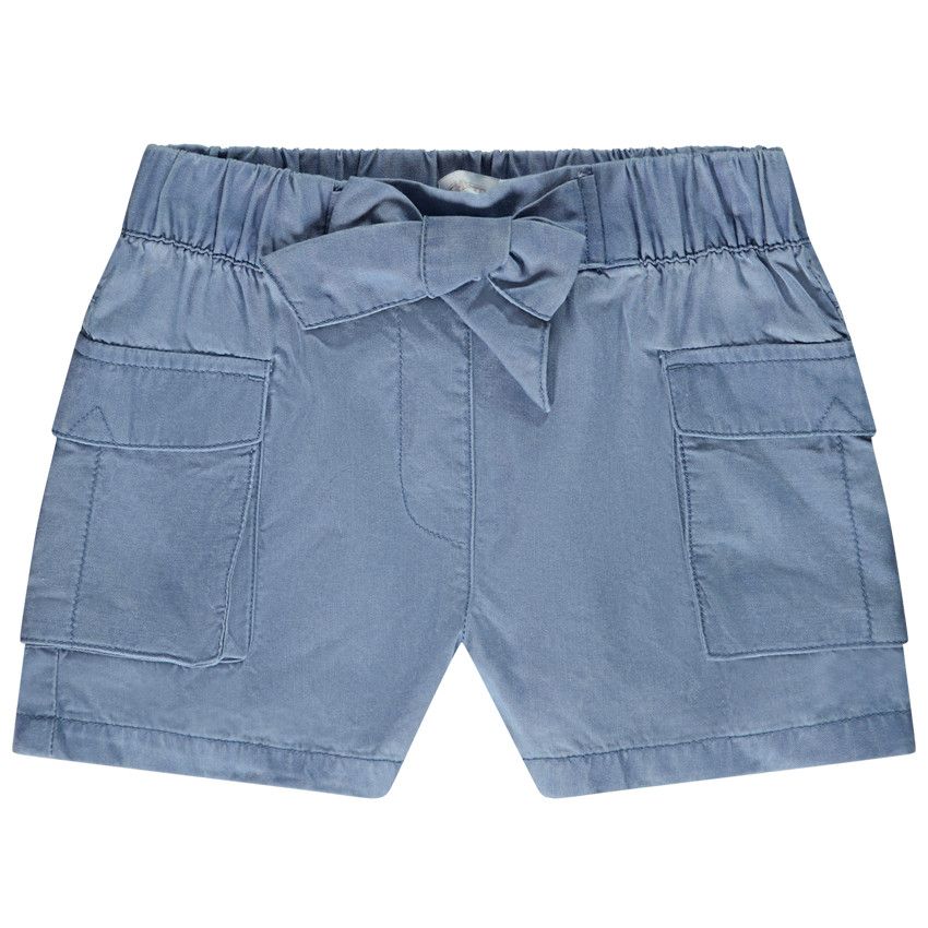 Short style cargo en lyocell avec poches pour fille - Bleu