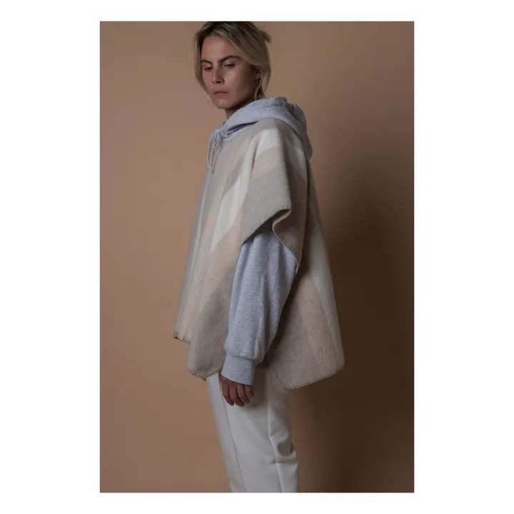 La Méricaine Poncho Long Mothearl Laine Recyclée | Beige