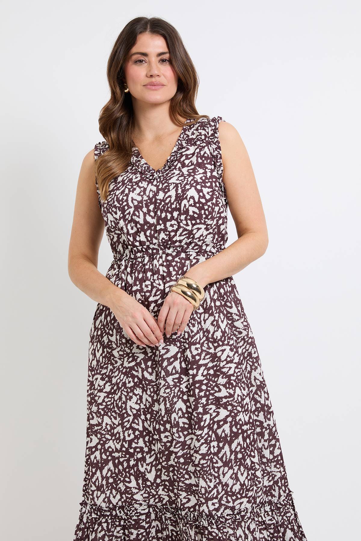 Wallis Robe Longue D'été En Coton Dobby À Motif Abstrait