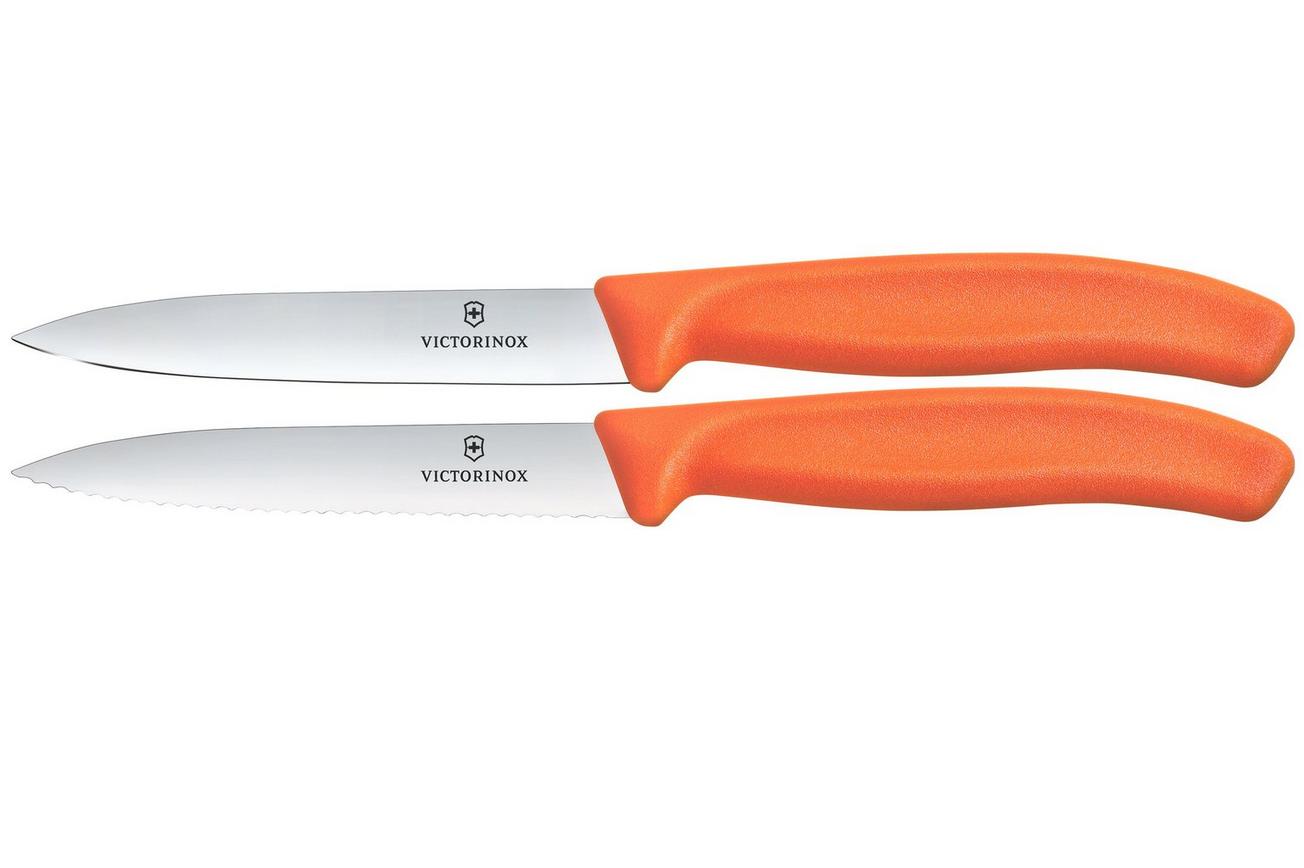 Victorinox Swiss Classic 6.7799.2C1 Straight/Wavy, Orange, set van 2 groentemesjes, 10 cm