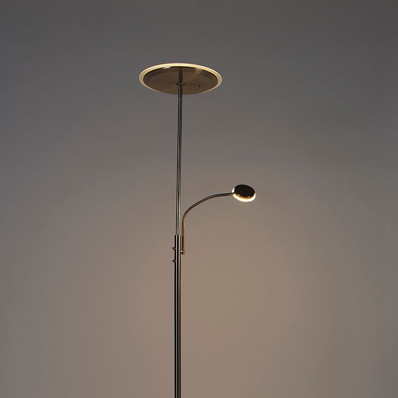 Moderne vloerlamp staal incl. LED dimbaar met leesarm - Strela