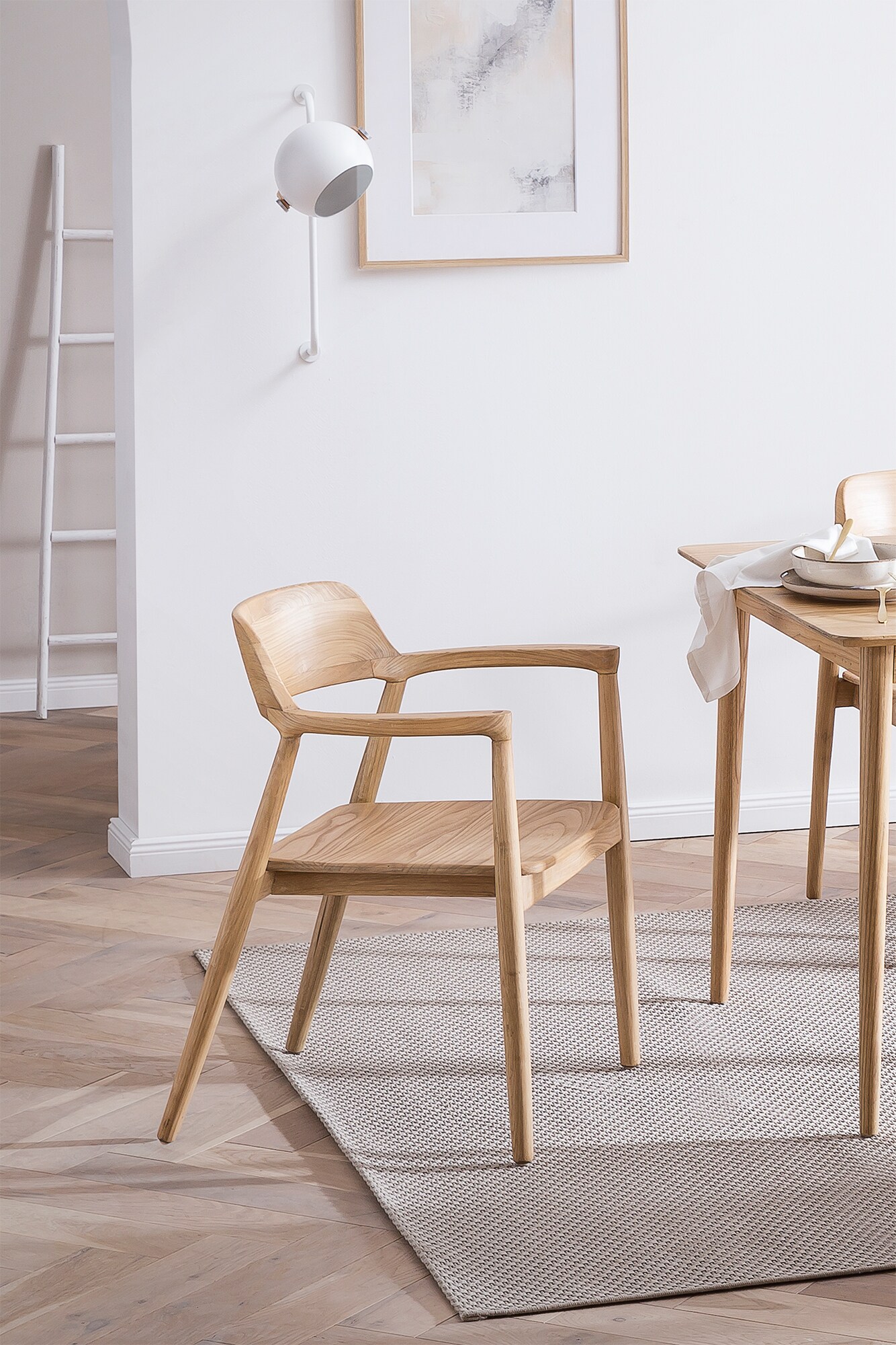 Armlehnstuhl Scandi Blonde Holzstuhl Essstuhl Küchenstuhl Esszimmer Stuhl