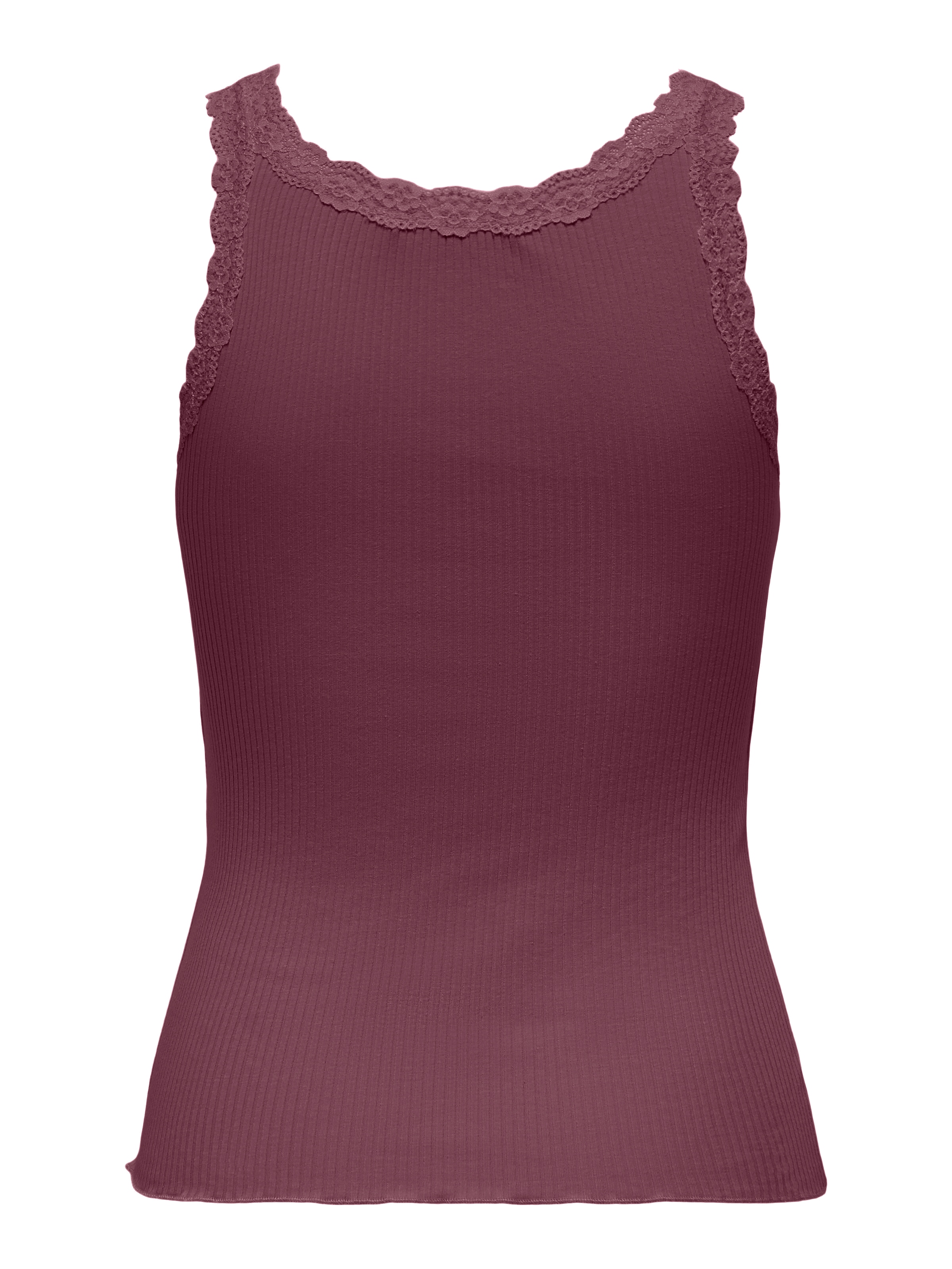 ONLY Tanktop »ONLSARA – Tanktop mit Spitzendetail am Ausschnitt«, regular fit, modisch, Jersey, Rippware, Rundhals