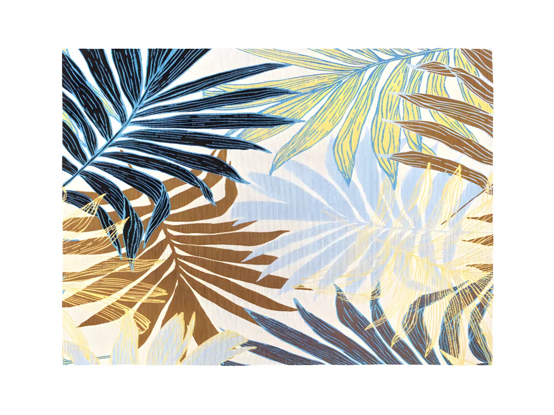 Tapis intérieur ou extérieur ethnique motifs feuilles - 150 x 200 cm - Vert - VEGETO