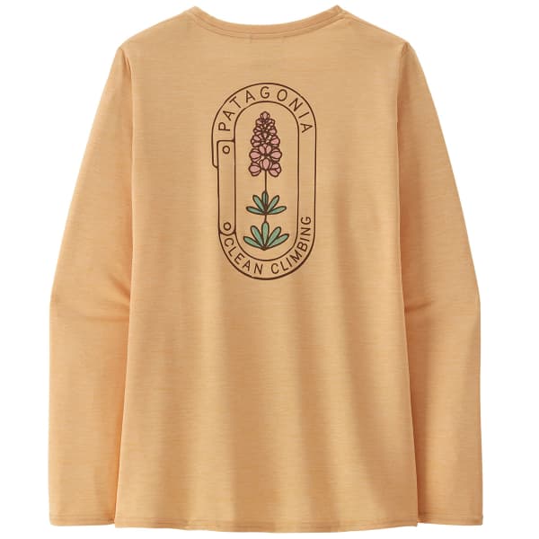 T-shirt randonnée PATAGONIA W'S L/S CAP COOL DAILY GRAPHIC SHIRT - LANDS CLEAN CLIMB BLOOM: SANDY MELON X-DYE