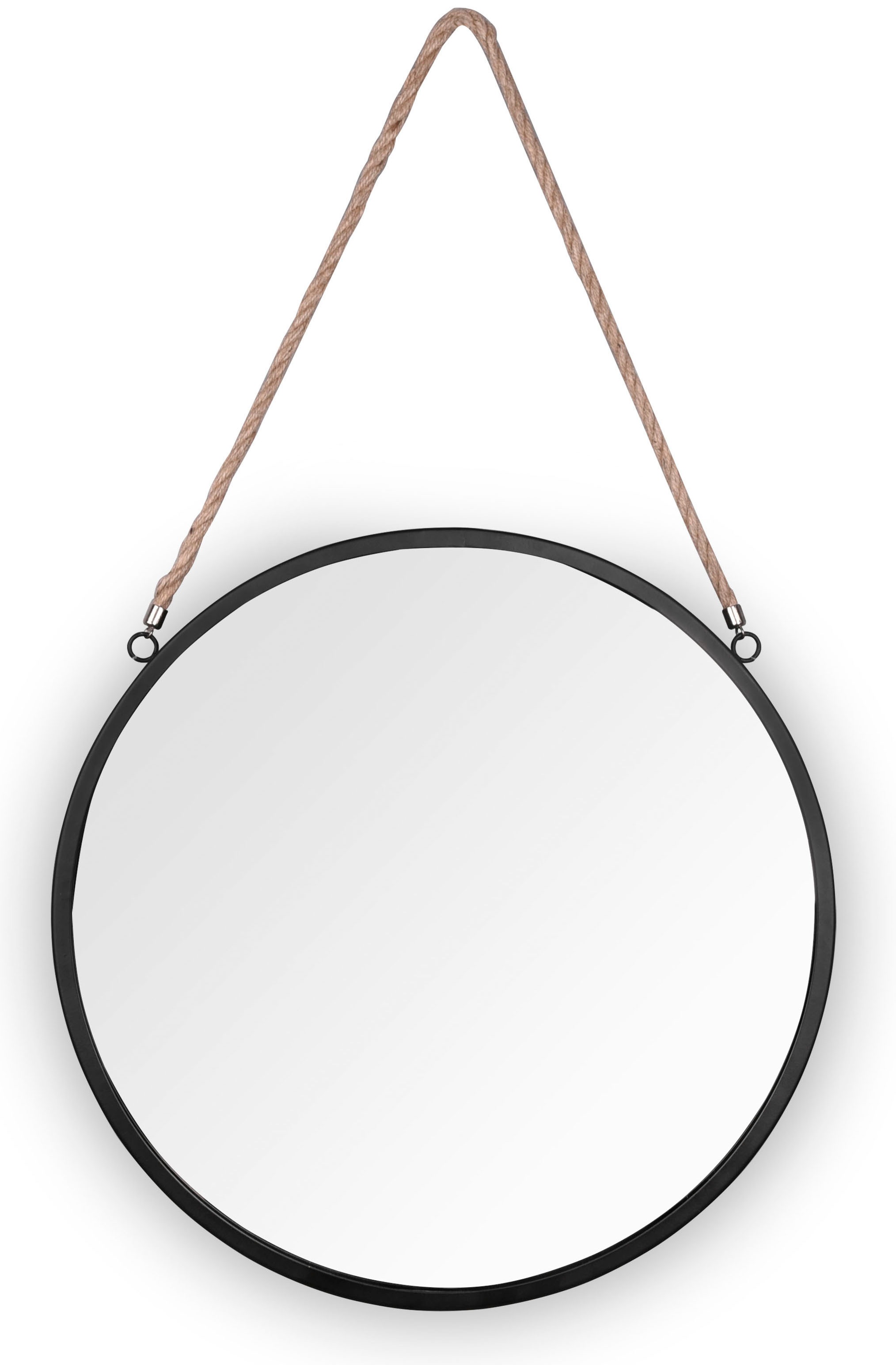 MIRRORS AND MORE Dekospiegel »Taira« Wandspiegel Ø 40 cm, lackiertes Metall mit Kordelband
