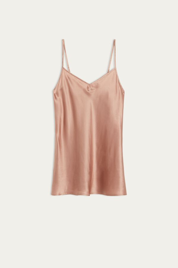 Blusa de cetim de seda com decote em V