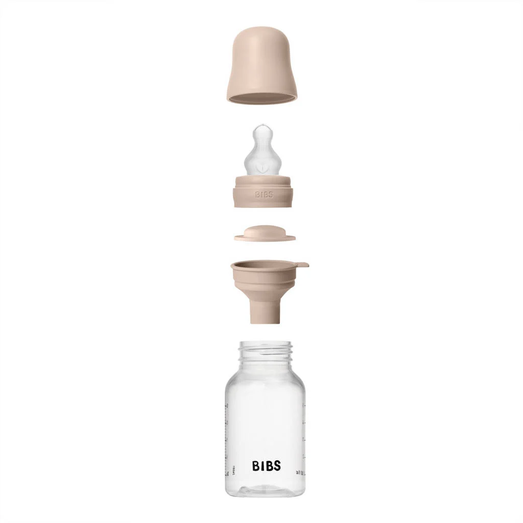 BIBS Babyfles 150 ml - Blush - met silicone speen en opvouwbare trechtertje