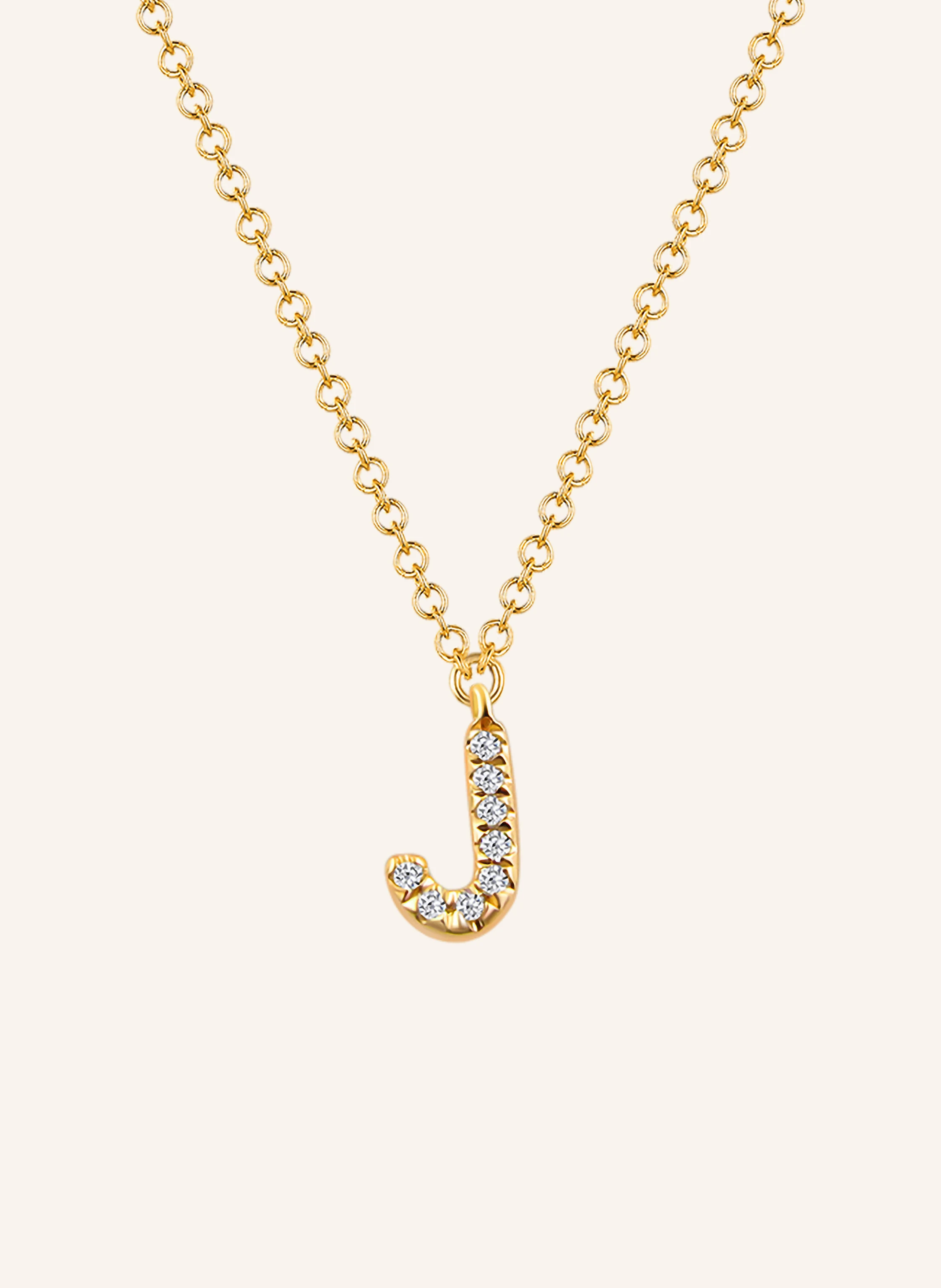 Leaf INITIALIEN Halskette „J“ aus 14 Karat Gelbgold mit Diamanten