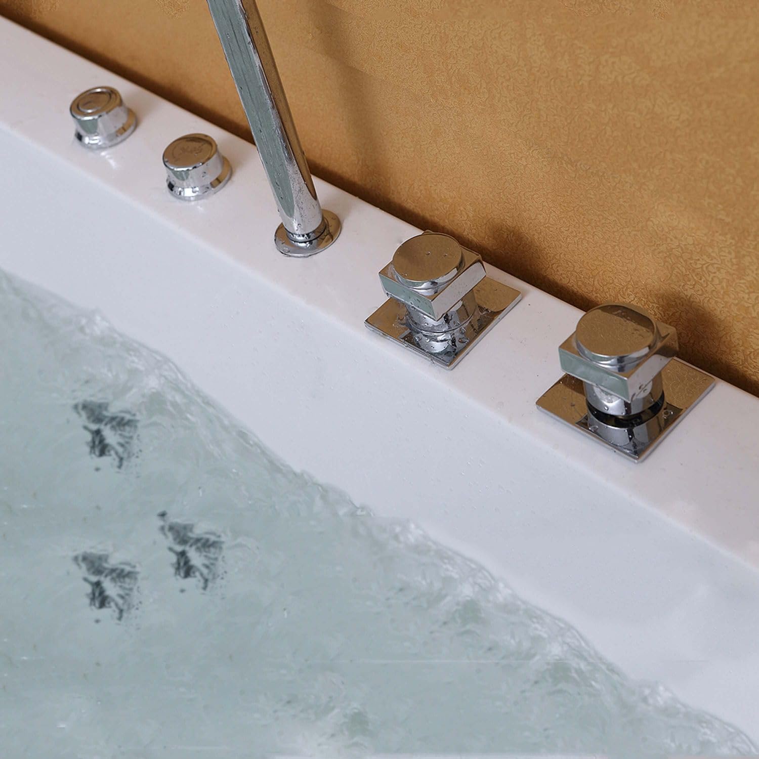 Tronitechnik® Badewanne IOS mit Whirlpool 170cmx75cm, Acrylwanne für Zwei Personen, Whirlpoolwanne mit Armatur, freistehend und vormontiert, Indoor Whirlpoolbadewanne mit LED