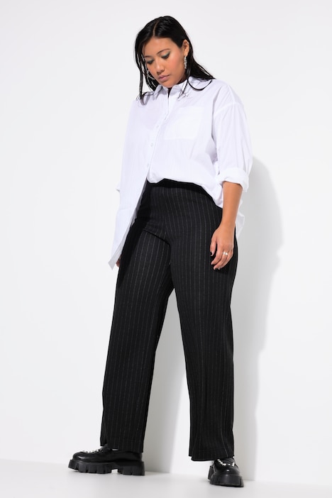 Hose, wide Legs, High Waist, Jersey, Streifen