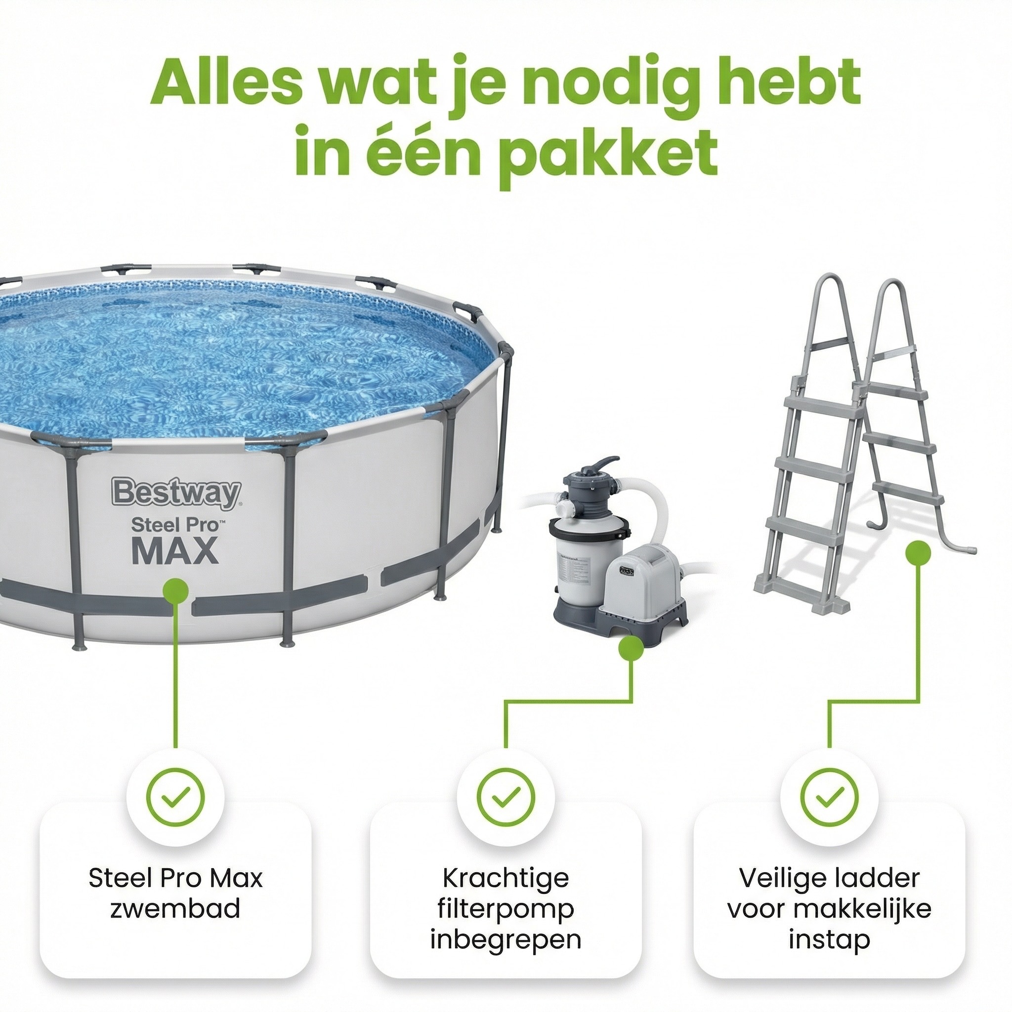 Bestway steel pro max 366x100cm zwembad – 4-delig