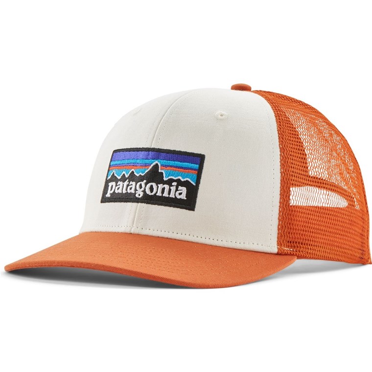 Patagonia P-6 Logo Trucker Hat White W/Redtail Rust