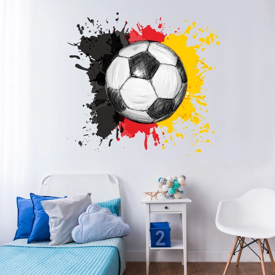 Nikima Wandtattoo 110 Wandtattoo Fussball Deutschland Fahne Flagge schwarz rot gold schwarz
