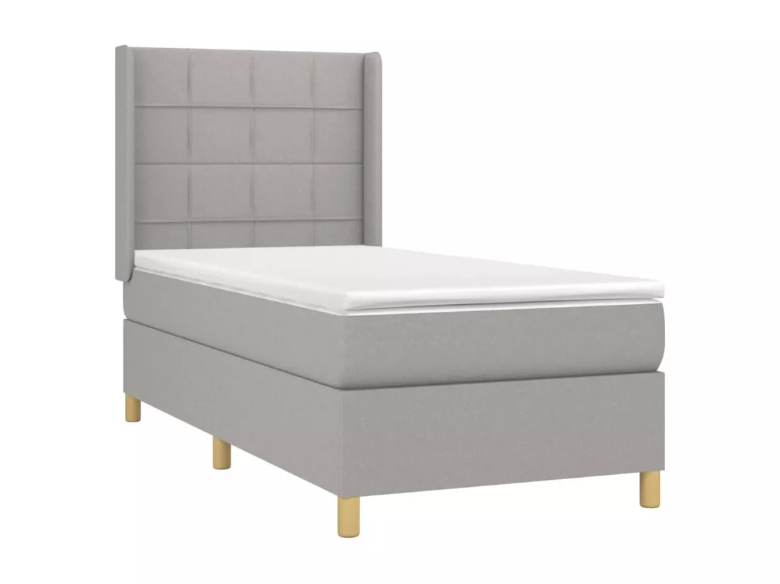 Sommier tapissier avec matelas et LED Gris clair 90x190cm Tissu