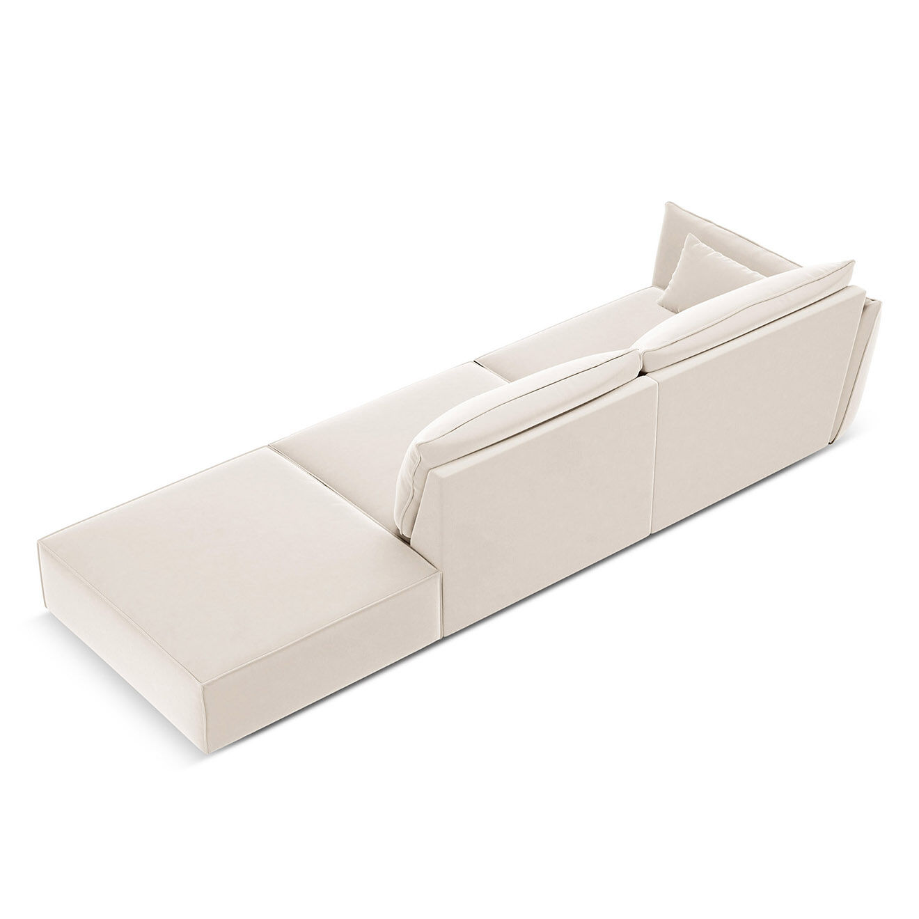 Mazzini Sofas Canapé gauche Velours Vanda 4 Places beige clair - 286x100x85 cm