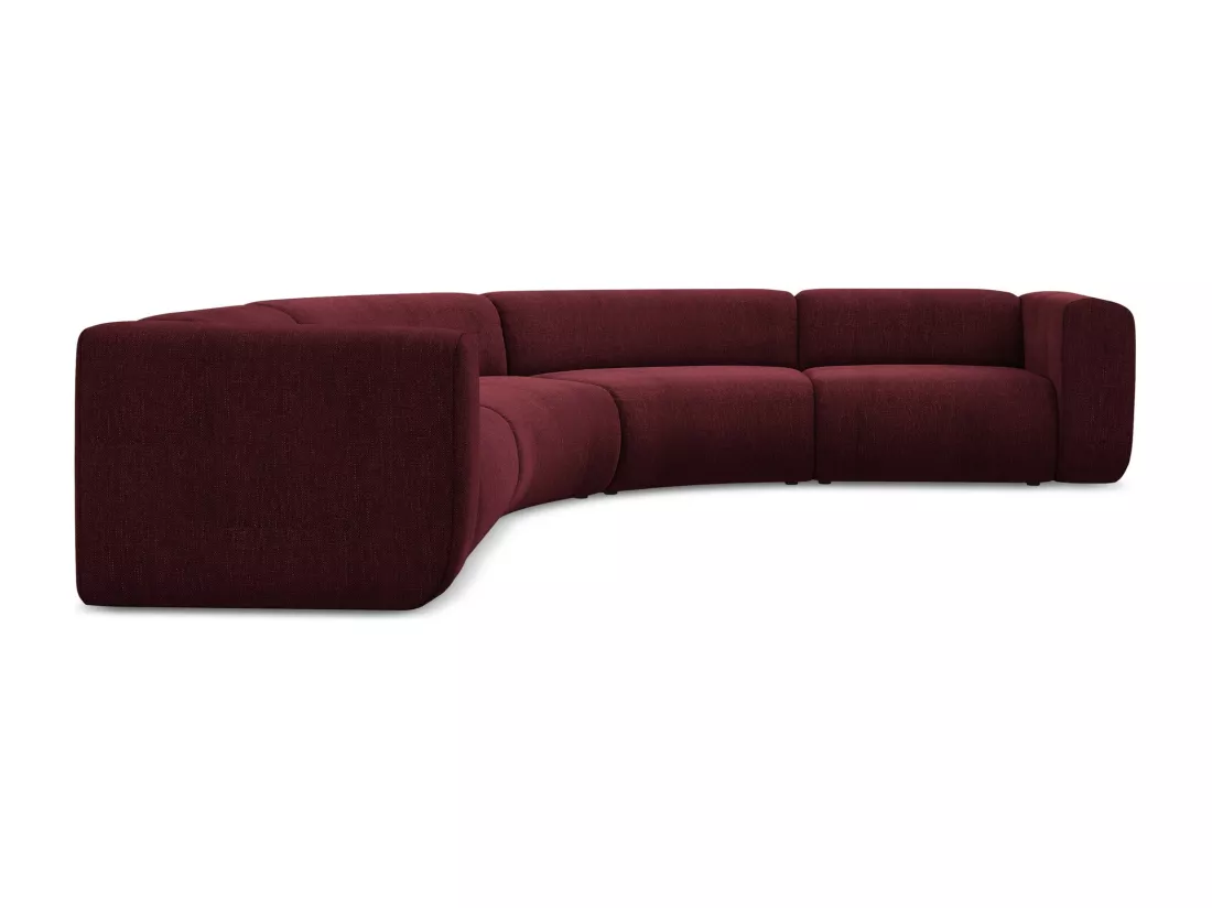 Canapé d'angle modulable en tissu chenille - bordeaux - EKAHI