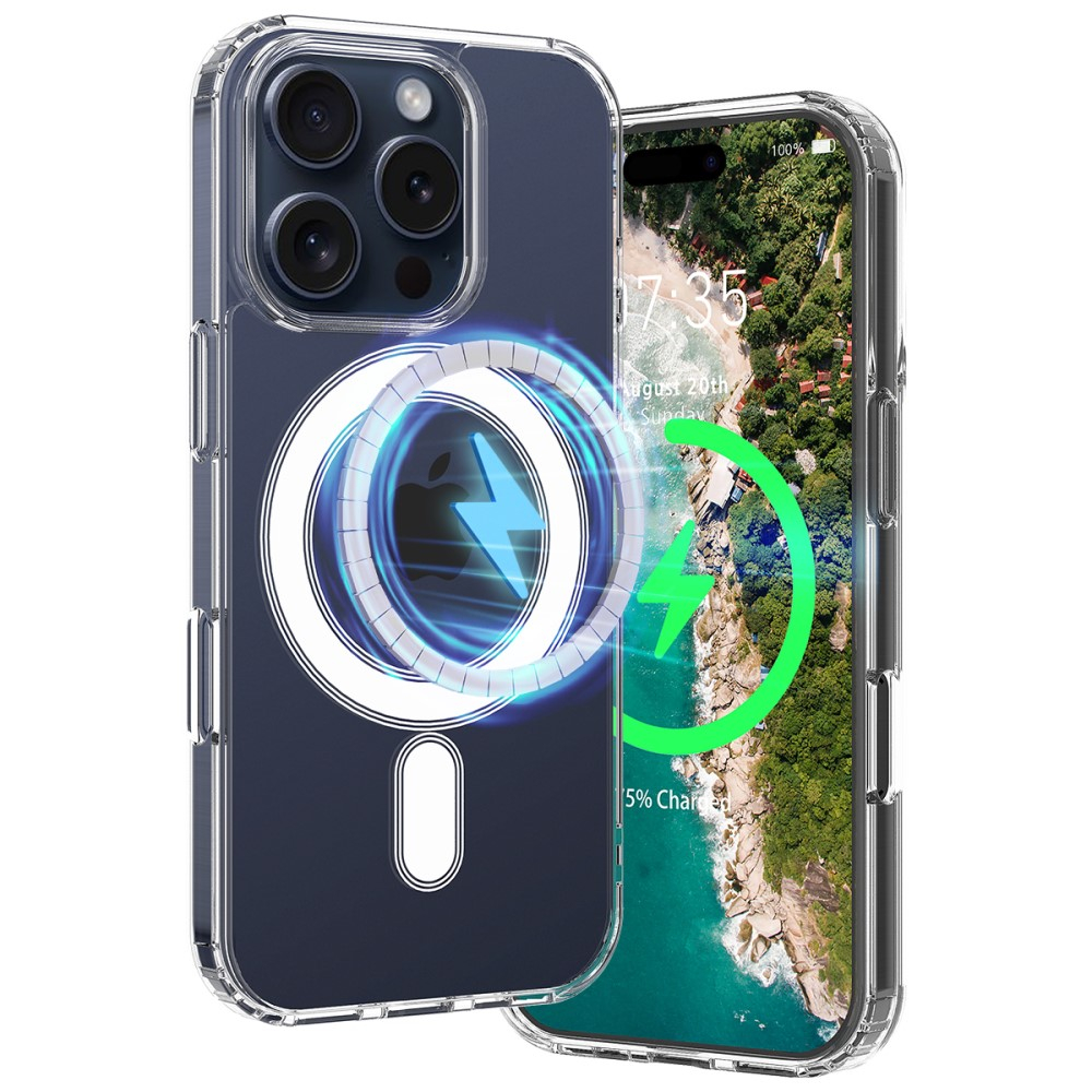 iPhone 16 Pro Max MagSafe Hybrid Hülle TPU Bumper Acryl Rückseite Air Cushion Fallschutz - Transparent