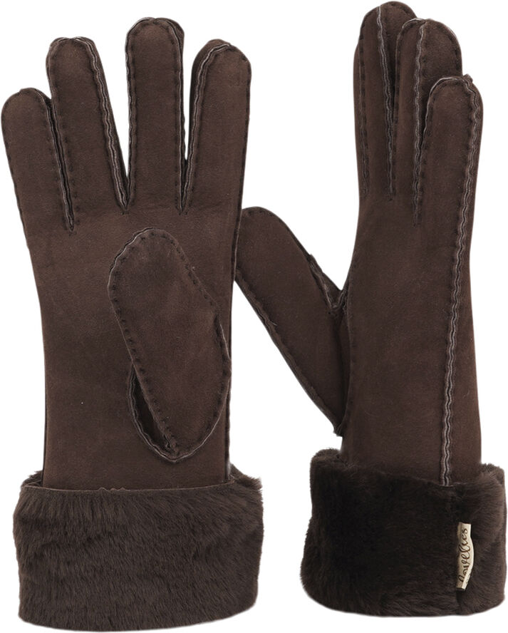 Lovelies KELLY LONG - GLOWES - SHEEP SKIN W/ SHEARLING CUFF Chocolate