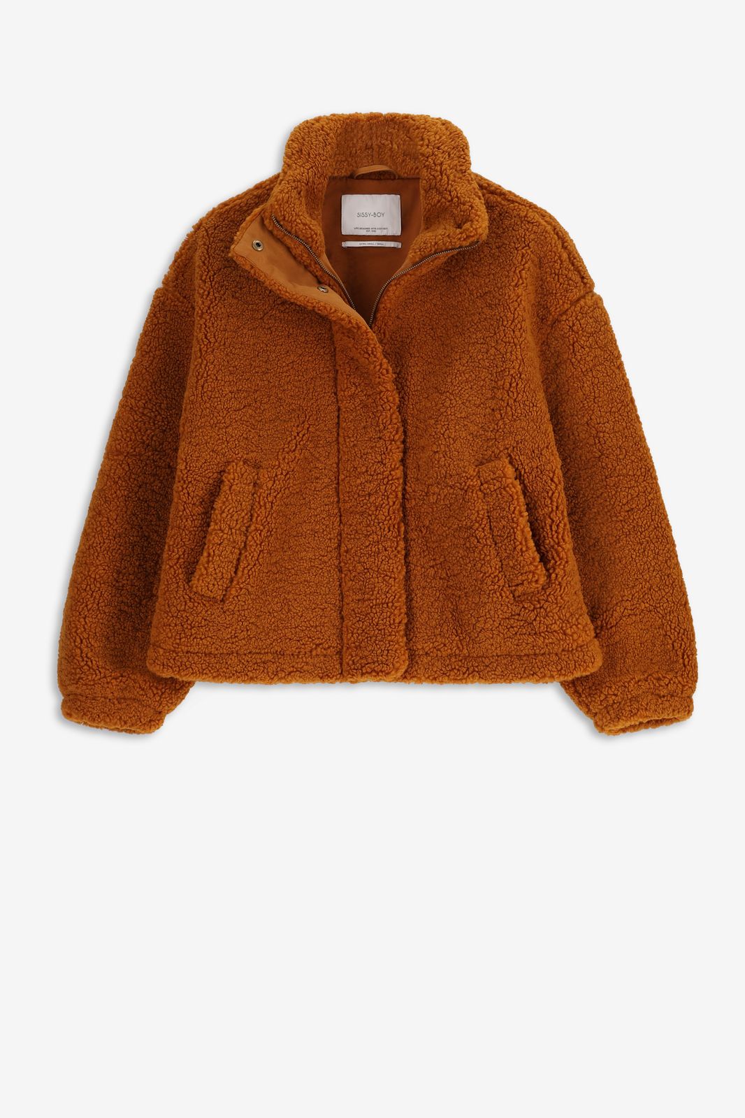 Bruine korte teddy jas
