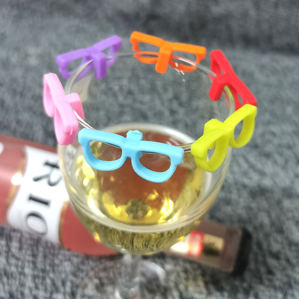 (6er Set) Silikon Glas Markierer Wiederverwendbare Trinkglas Markierung - Brille