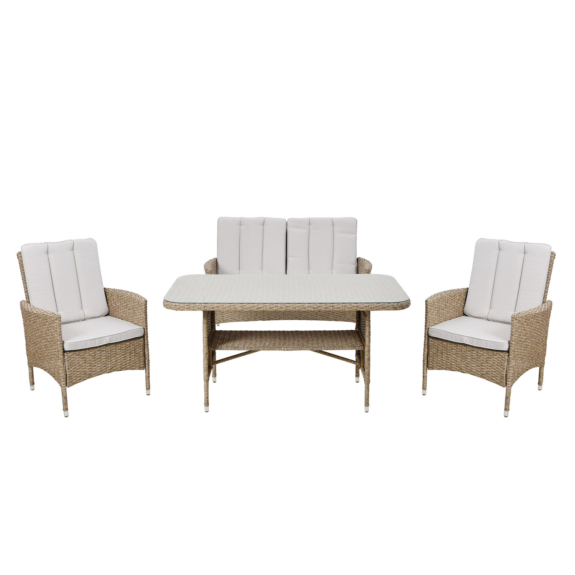 4-teiliges Gartenset - beige-grau